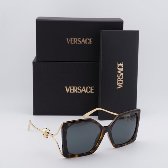 Versace VE4502U 108/87 Square Sunglasses – Havana/Gold/Grey - Picture 4 of 8